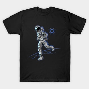 Cardano ADA Logo to the Moon Crypto Astronaut T-Shirt